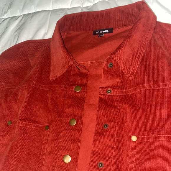Red Corduroy Cropped Jacket - Picture 7 of 12